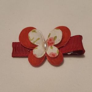 NEW RED BUTTERFLY HAIR CLIPPY